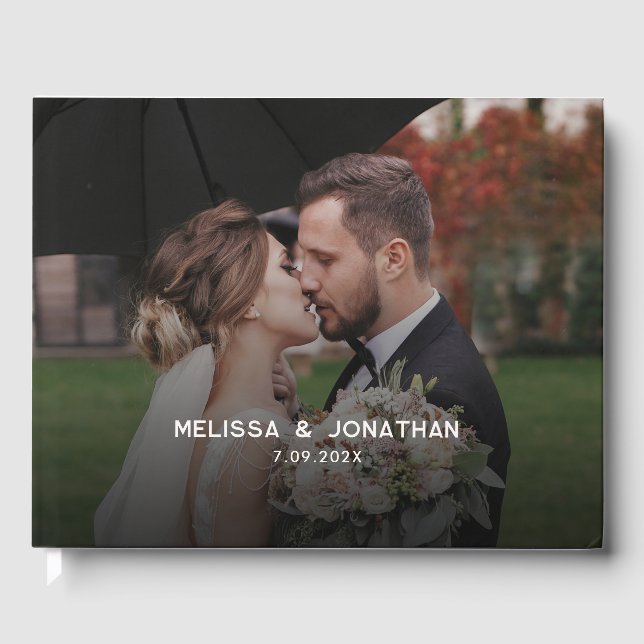 Elegant Modern Photo Wedding Guest Book (Front)