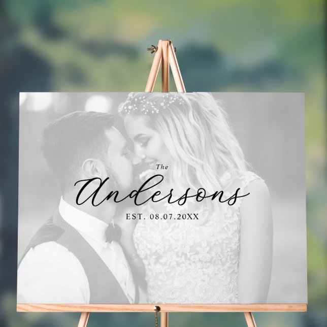 Elegant Modern Photo Wedding Guest Signing Board (Neutre)