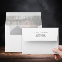 Elegant modern photo wedding return address