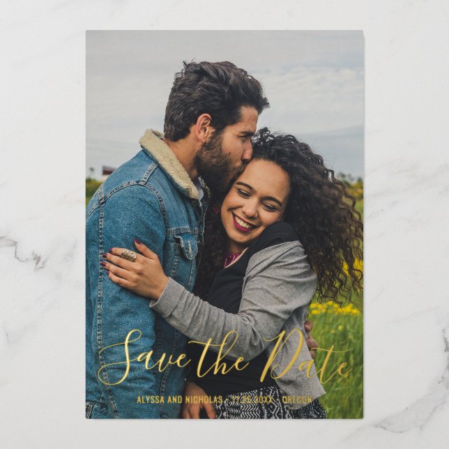 Elegant Modern Photo Wedding Save The Date (Front)