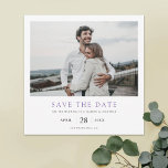 Elegant Modern Photo Wedding  Save The Date<br><div class="desc">This simple, elegant modern photo wedding save the date square flat card template features your names and details in black beneath your photo. It looks great with either sharp or rounded corners, try both looks in editing mode to see which grabs you! You might choose to change the font, punctuation...</div>
