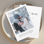 Elegant Modern Photo Wedding Save The Date<br><div class="desc">Elegant modern photo wedding save the date card. The card features a modern "Save the Date",  that can be changed to a font type of your choice that are available here when you click the "Personalize" button.</div>