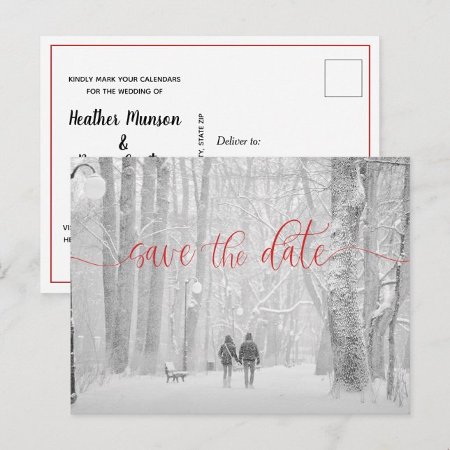 Elegant Modern Photo Wedding Save the Date Announc Announcement Postcard (Front/Back)