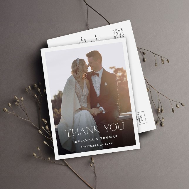 Elegant Modern Photo Wedding Thank You Postcard (Creator Uploaded)