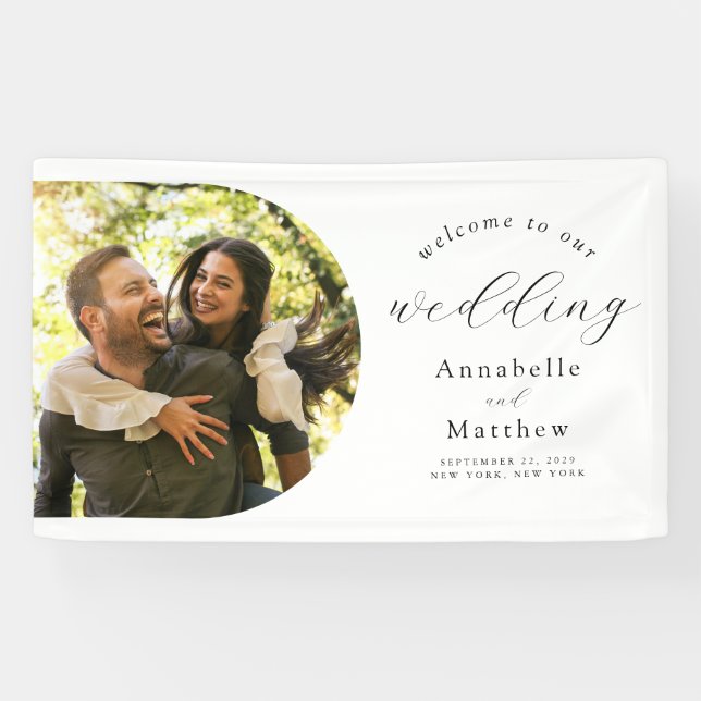 Elegant Modern Photo Wedding Welcome Banner (Horizontal)