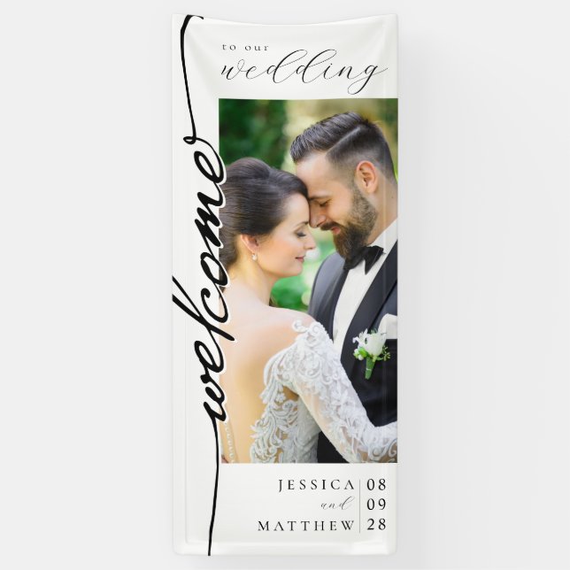 Elegant Modern Photo Wedding Welcome Banner (Vertical)