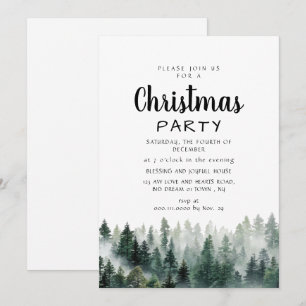 Elegant Modern Pine Forest Christmas Party Invitation