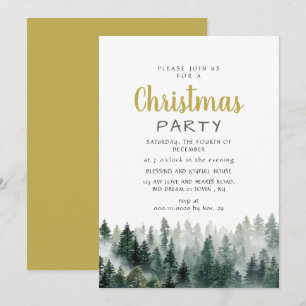 Elegant Modern Pine Forest Christmas Party Invitation