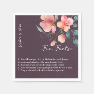 Elegant Modern Pink and Gold Floral Fun Facts  Napkin