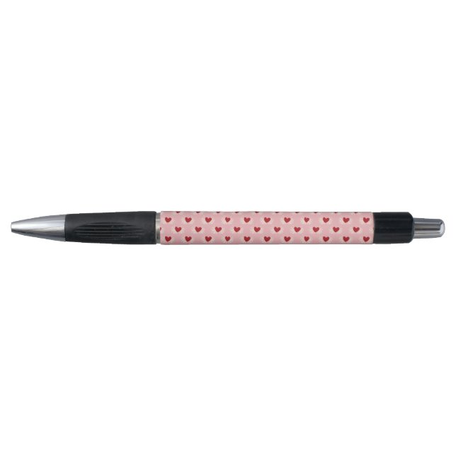 Elegant Modern Pink and White Doodle Heart Pattern Pen (Front)