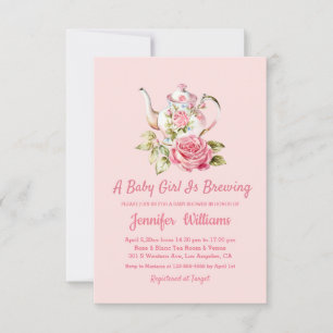 elegant modern pink arch tea party baby shower invitation