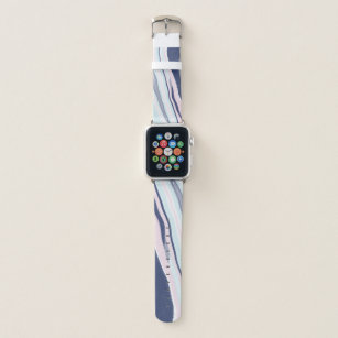 Elegant modern pink blue white liquid marble apple watch band