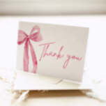 Elegant Modern Pink Bow She's Tying the Knot Thank You Card<br><div class="desc">Express your gratitude in style with our Elegant Pink Bow "She's Tying the Knot" Thank You Card. Featuring a sophisticated pink bow design, this card provides the perfect opportunity to thank your guests for their love and support during your bridal shower. With its elegant appeal and customizable space, this card...</div>