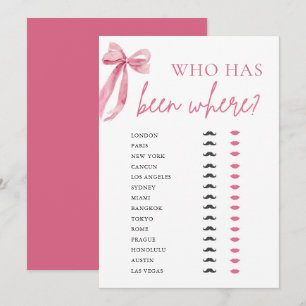 Elegant Modern Pink Bow Who Has Been Where Game  Invitation
