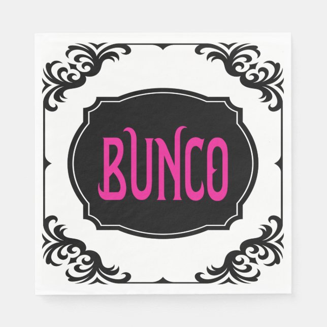 Elegant Modern Pink Bunco Party Night Napkin (Front)