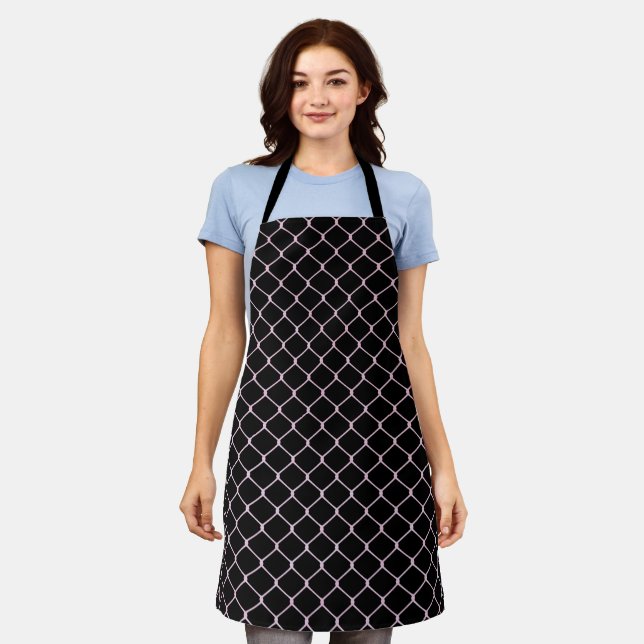 Elegant Modern Pink Fence Chain Pattern | Apron (Worn)
