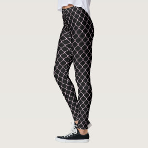 Elegant Modern Pink Fence Chain Pattern   Leggings