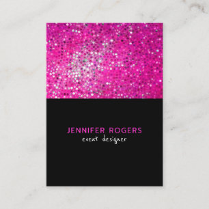 Elegant Modern Pink Glitter With Black  Business Card