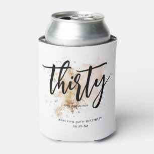 Elegant Modern Pink & Gold Thirty 30th Birthday Can Cooler