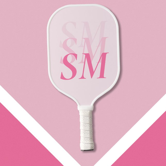 Elegant Modern Pink Initial Monogram Pickleball Paddle (Creator Uploaded)