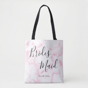 Elegant & modern pink marble bridesmaid tote bag