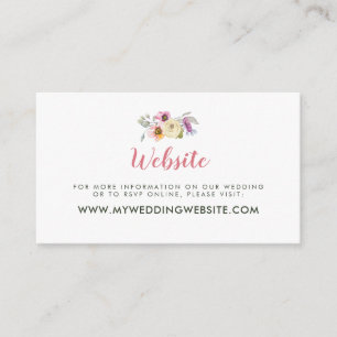 Elegant Modern Pink Purple Floral Wedding Website Enclosure Card