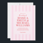 Elegant Modern Pink Red Striped Wedding Invitation<br><div class="desc">Create your own personalized wedding invitations featuring modern typography in red colour on striped pink colour pattern background</div>