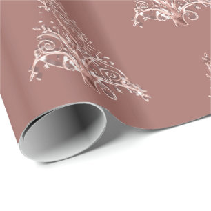 Elegant Modern Pink Rose Gold Christmas Tree Wrapping Paper