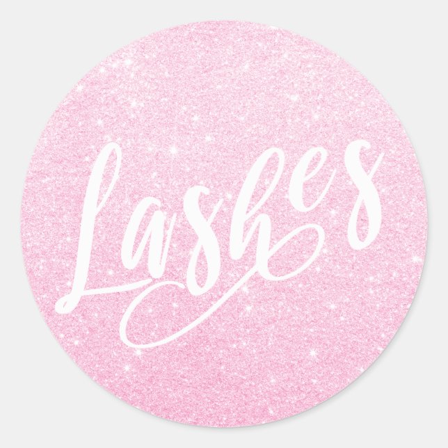 Elegant modern pink rose gold glitter lashes classic round sticker (Front)