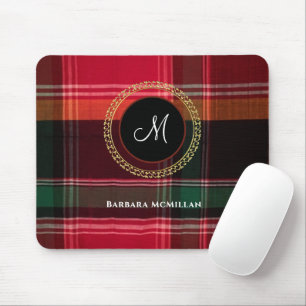 Elegant Modern Plaid Madras Personalize Mouse Pad