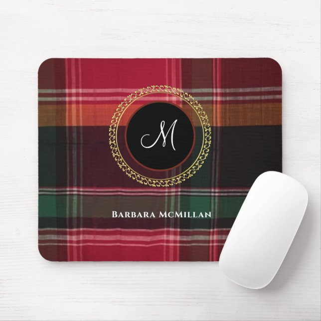 Elegant Modern Plaid Madras Personalize Mouse Pad (With Mouse)