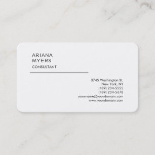 Elegant Modern Plain White Consultant Manager Business Card