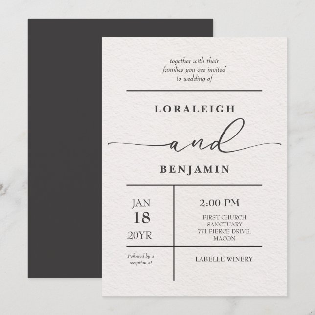 Elegant & Modern Polished Look Wedding Invitation (Front/Back)
