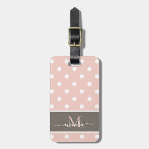 Elegant Modern Polka Dot Pattern with Monogram Luggage Tag