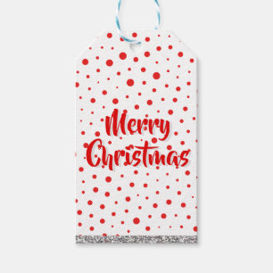 Elegant Modern Polka Dots -Red- Customize BG Gift Tags
