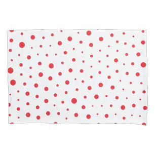 Elegant Modern Polka Dots -Red- Customize BG Pillowcase