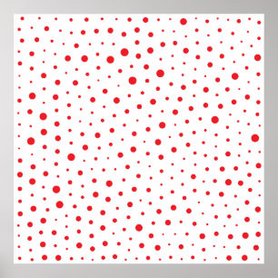 Elegant Modern Polka Dots -Red- Customize BG Poster