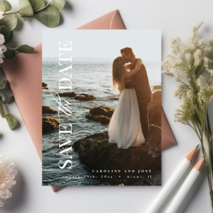 Elegant Modern Portrait Photo Save the Date Postcard