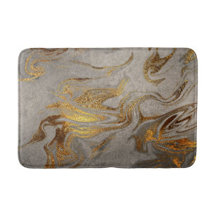 Elegant modern pretty gold & silver marble look bath mat
