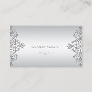 Elegant Modern Professional Charming Silver Lace Business Card