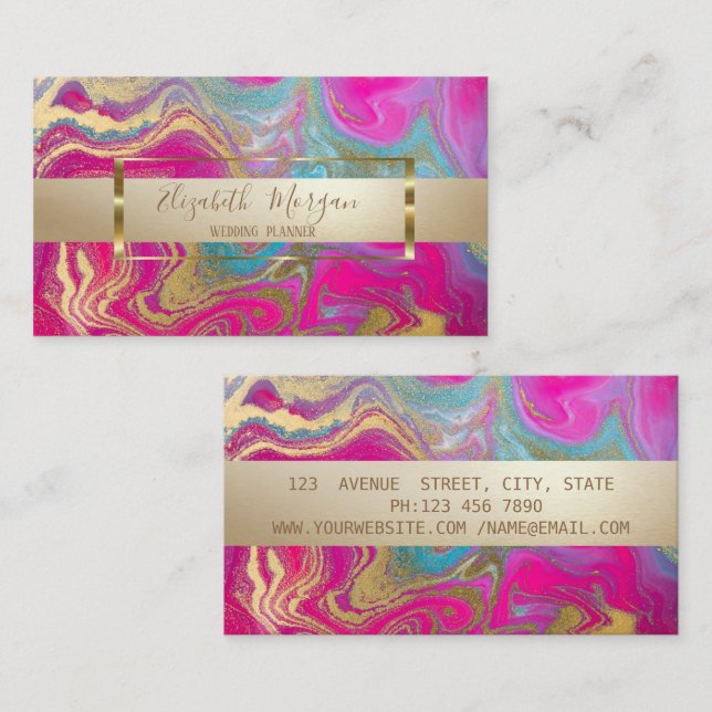 Elegant Modern Professional Colourful Marble, Fram Business Card (Front/Back)