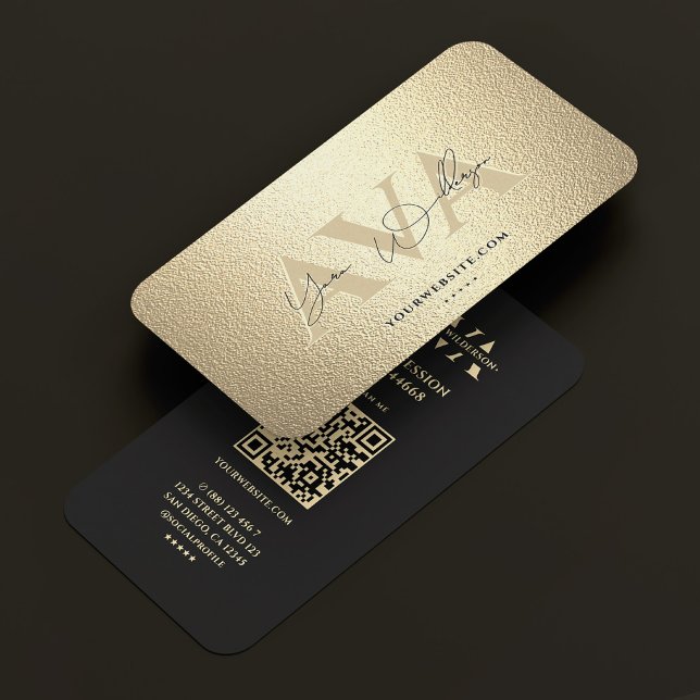 Elegant Modern Professional Faux Gold Signature  Business Card (Elegant Modern Professional Black Gold Signature Business Card
)