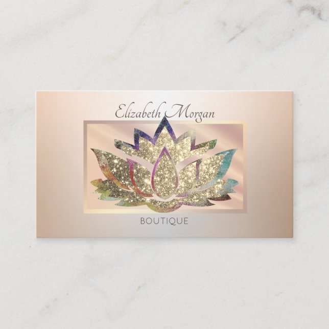 Elegant Modern Professional  Frame,Glitter Lotus  Business Card (Front)