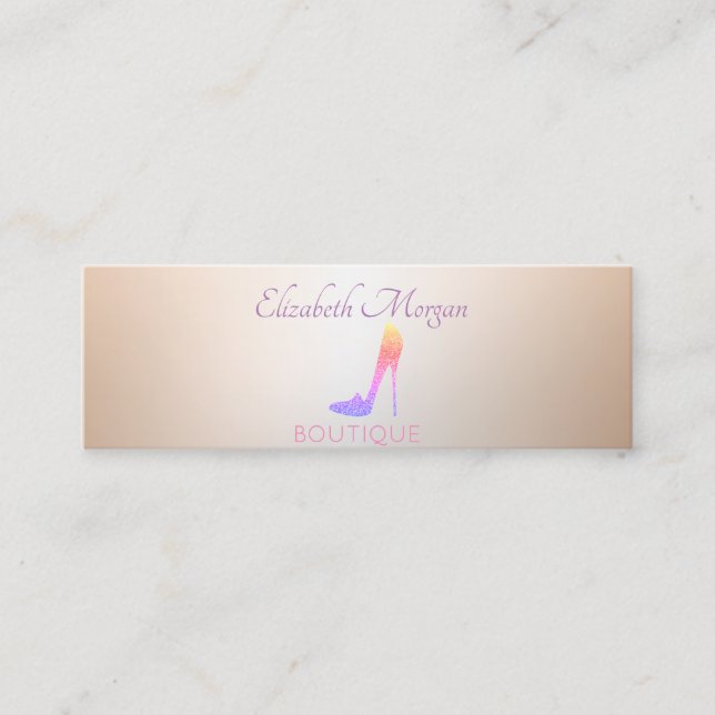 Elegant Modern Professional  Glitter High Heel Mini Business Card (Front)