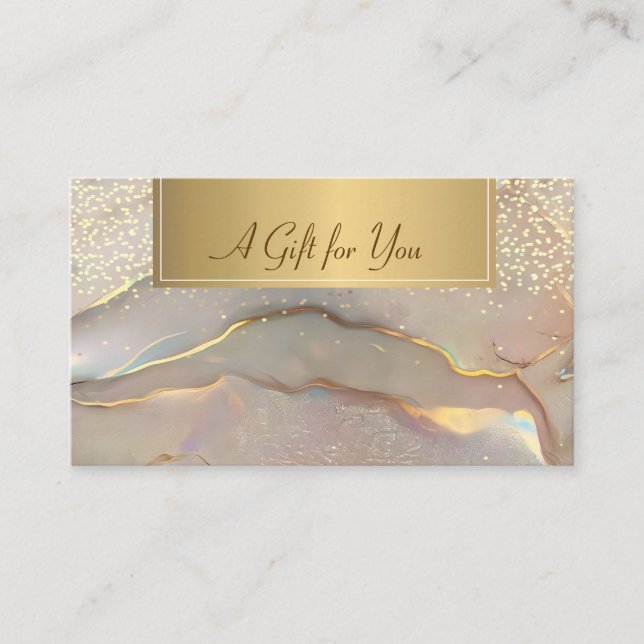 Elegant Modern,Professional Gold Confetti Opal Discount Card (Front)