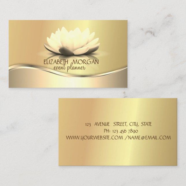 Elegant  Modern Professional Gold Lotus Business Card (Front/Back)