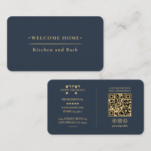 Elegant Modern Professional Home Kitchen Dark Blue Business Card