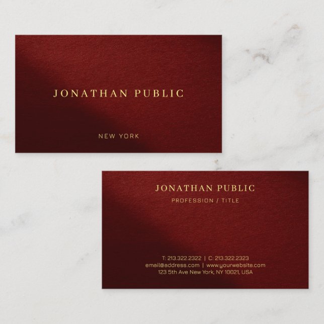 Elegant Modern Professional Luxury Trendy Bordeaux Business Card (Front/Back)