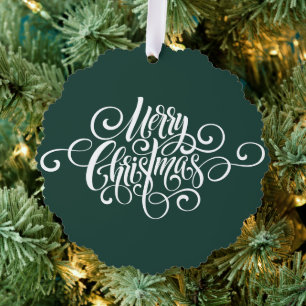 Elegant Modern Professional Merry Christmas Script Ornament Card