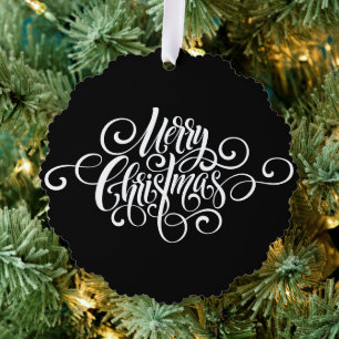 Elegant Modern Professional Merry Christmas Script Ornament Card